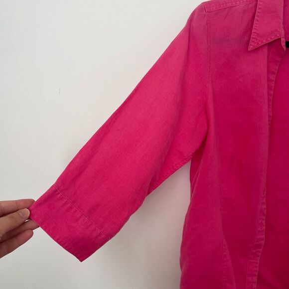 Chico's Women’s No Iron 100% Linen Fresh Chic 3/4 Sleeves Button Up Shirt sz med - Picture 6 of 7